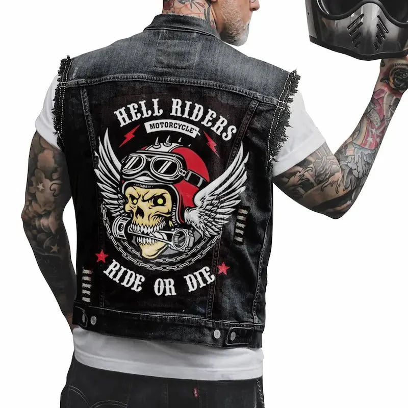 Veste en jean sans manche homme biker - Hells Riders
