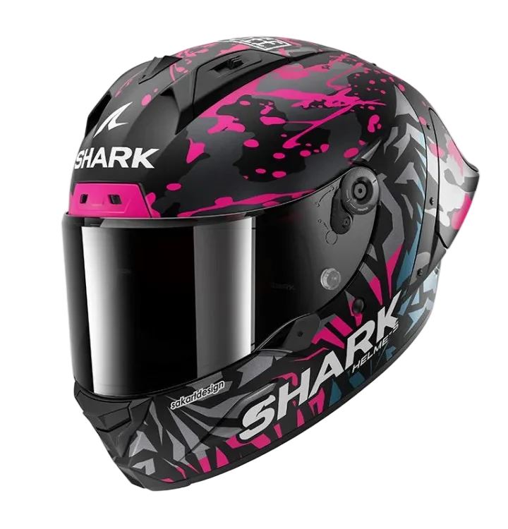 SHARK AERON-GP FIM RACING #2 REPLICA Rojo NEGRO AZUL VIOLETA Casco De Moto