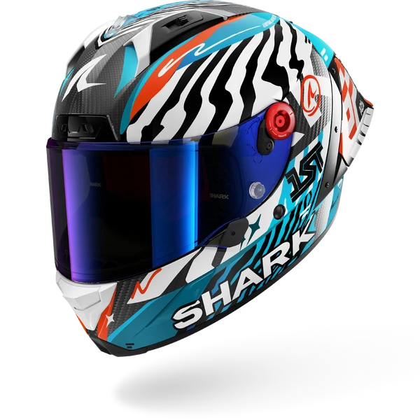 SHARK AERON-GP FIM RACING #2 SPEED-FANCY Carbon Blanco Azul Casco De Moto