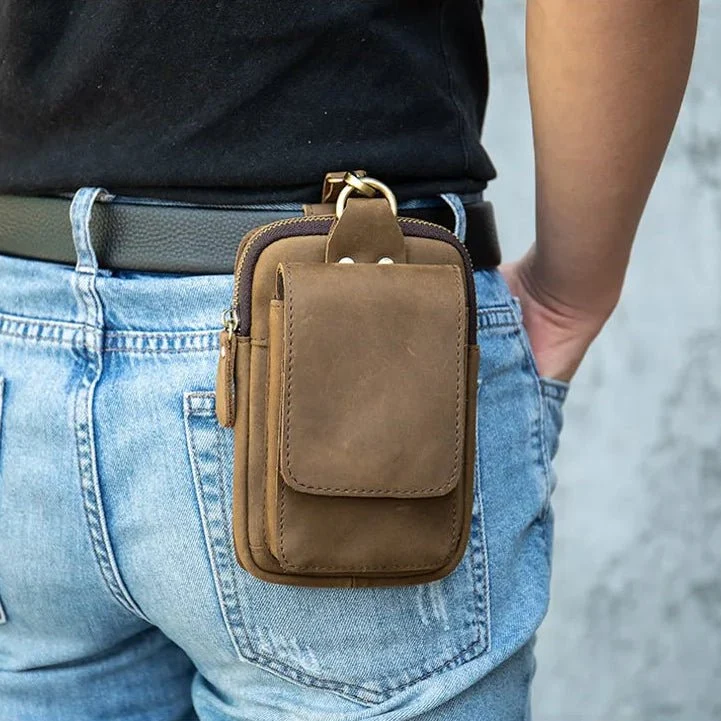 Pochette Ceinture en Cuir Véritable – Style Rétro et Ultra-Pratique