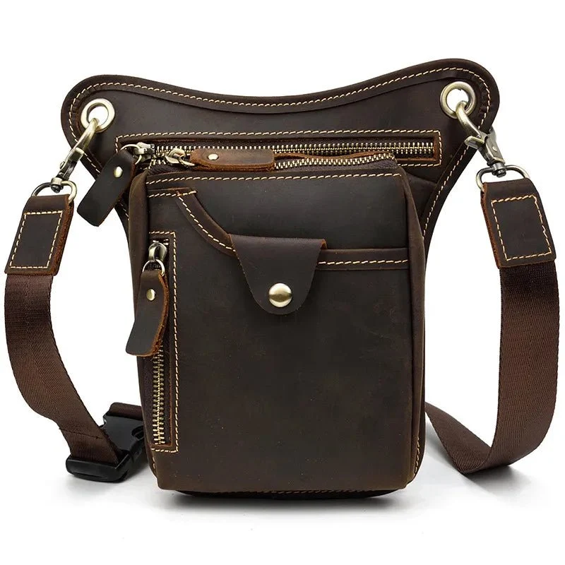 Sacoche de Jambe moto Vintage 100% Cuir de vachette