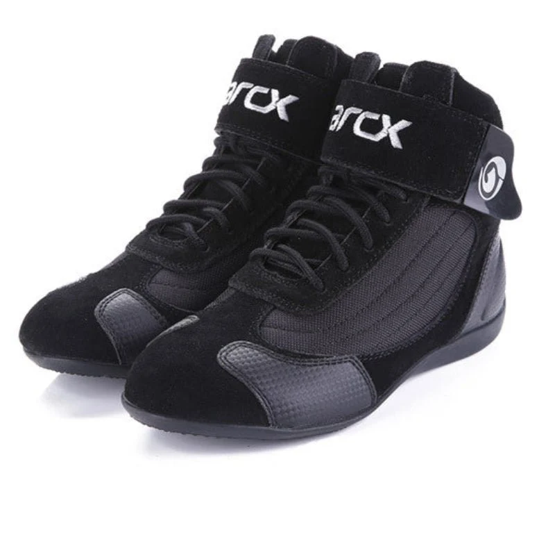 Chaussures Moto mi-saison Daim et Cuir Respirant | Arcx™ ShadowRide Noir