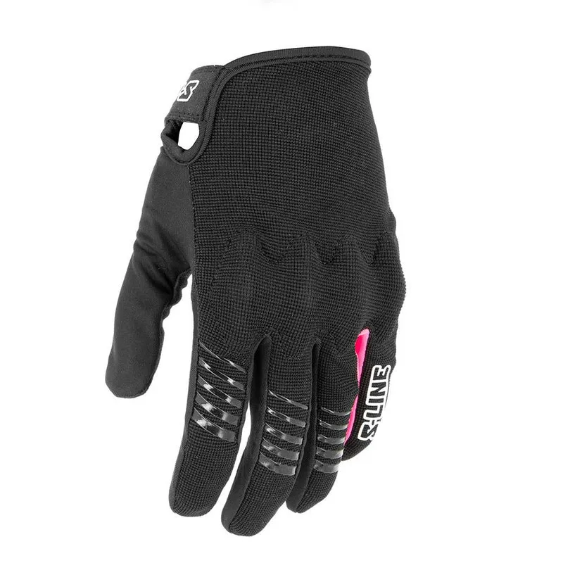 Gants Moto Femme Rose S-Line BURN — Courts Été, Doigts Tactiles, CE KP1