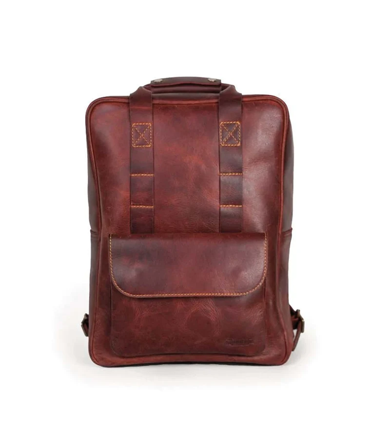 Zaino Moto Eastwood in pelle Cherry Red Trip Machine