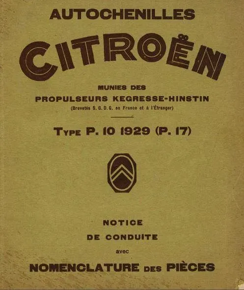 manuel d'atelier Citroën chenillettes Kégresse