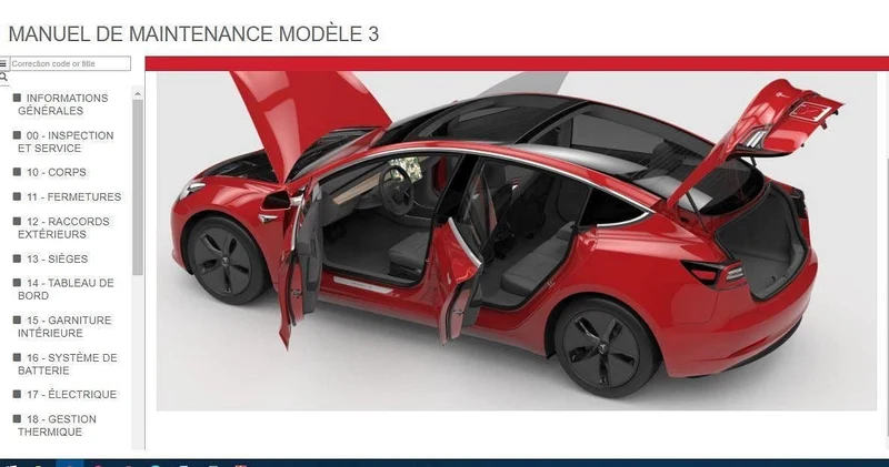 manuel d'atelier Tesla model 3