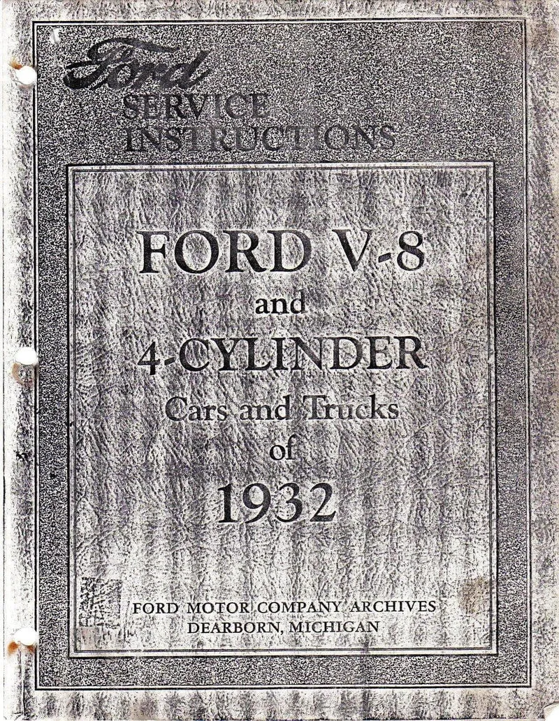 manuel d atelier Ford 1932 V8 et 4 cylindres