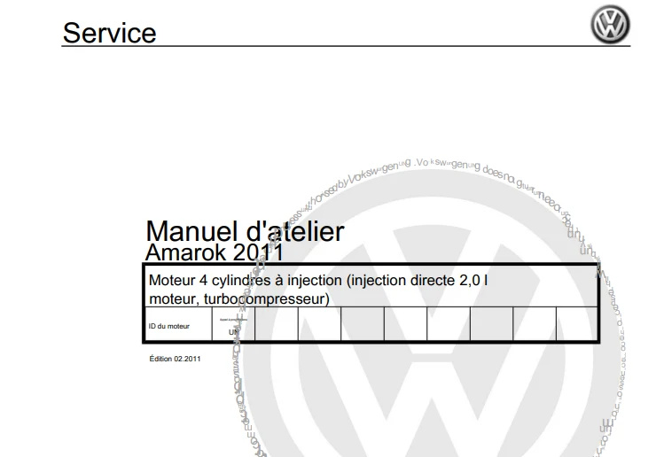 manuel d'atelier Volkswagen Amarok en français