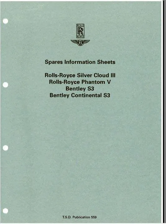 Manuels d'atelier Rolls Royce 1955 à 1995