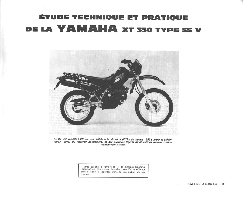 manuel d'atelier yamaha XT 350