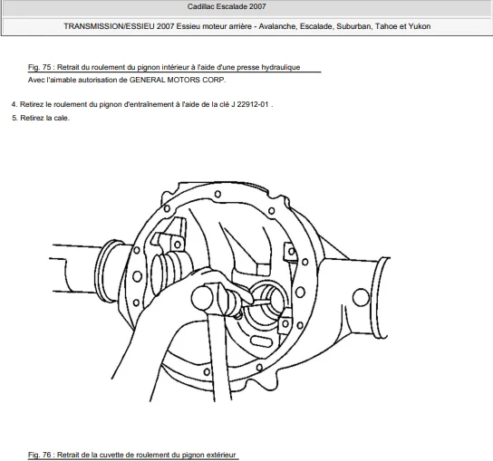 Manuel d'atelier pdf Cadillac Escalade Chevrolet Tahoe français