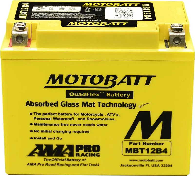 Batterie moto 2 pôles 11 Ah MBT12B4 | Motobatt