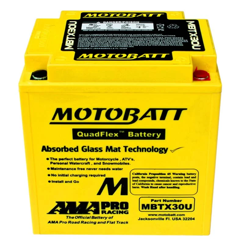 Batterie moto 4 pôles 32 Ah MBTX30U | Motobatt