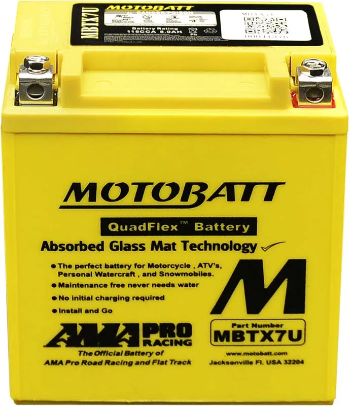 Batterie moto 2 pôles 8 Ah MBTX7U | Motobatt