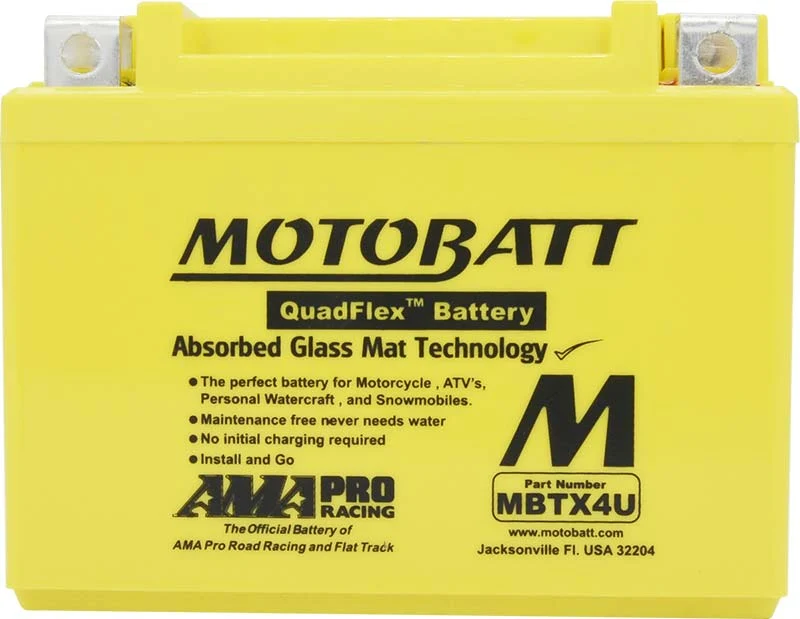Batterie moto 2 pôles 4,7 Ah MBTX4U | Motobatt