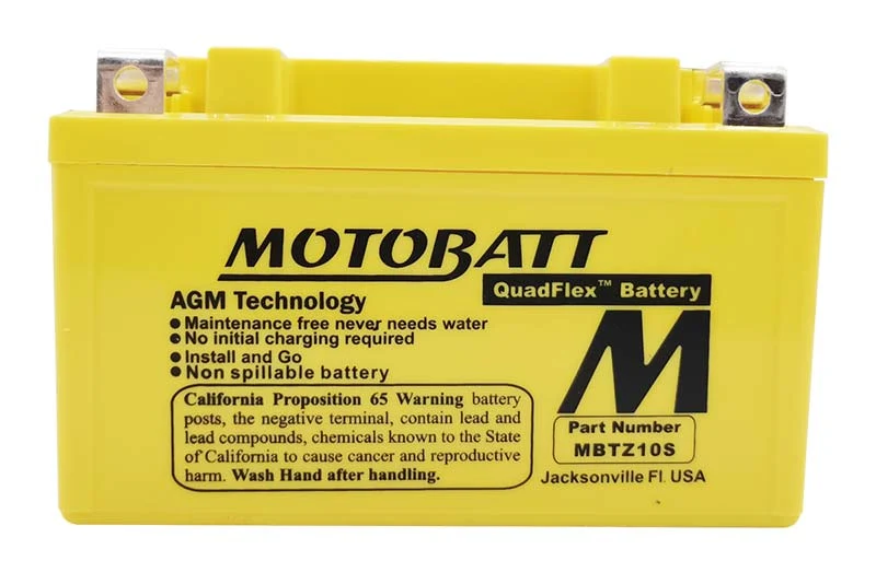 Batterie moto 4 pôles 8,6 Ah MBTZ10S | Motobatt