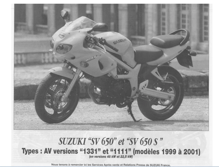 Manuels d'atelier Suzuki SV 650 1999