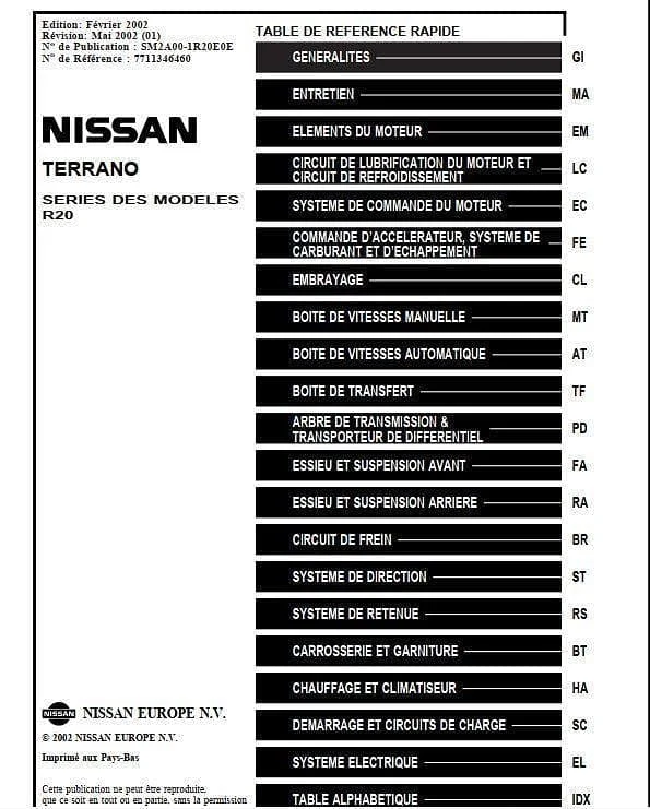 Manuel de réparation Nissan Terrano 2 Ford Maverick en français
