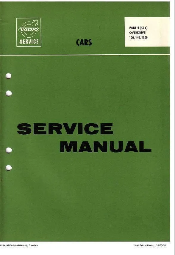 Manuels d'atelier Volvo 120 et P1800 en 58 volumes 4000 pages