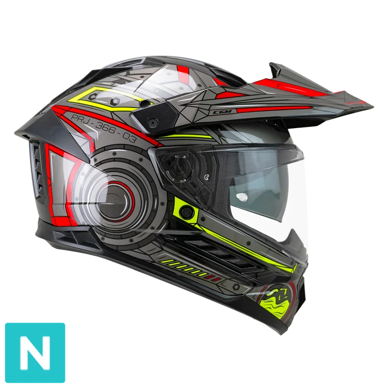 CGM 366R DUAL TECH CASCO ENDURO NEGRO ROJO AMARILLO FLUOR
