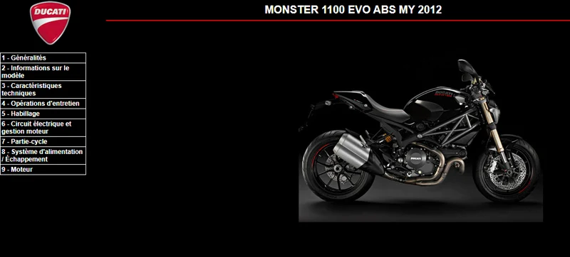 Manuel d'atelier Ducati Monster 1100 EVO ABS 2012 français