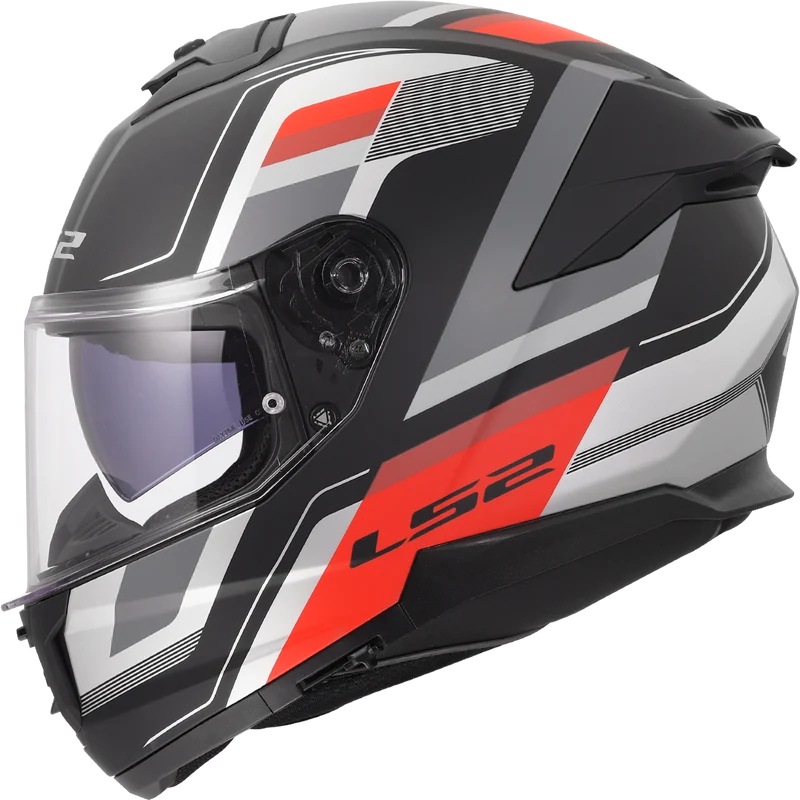 LS2 FF808 STREAM II CASCO DE MOTO VINTAGE NEGRO GRIS ROJO