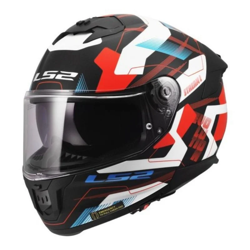 LS2 FF808 STREAM II MIKA CASCO DE MOTO BLANCO AZUL ROJO