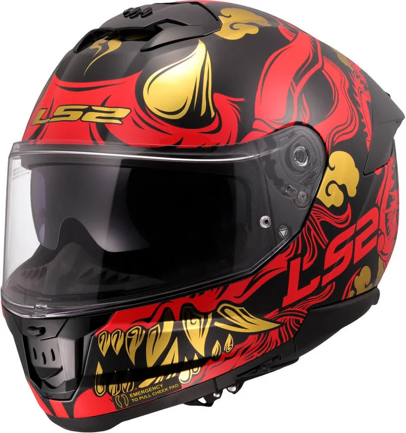 LS2 FF808 STREAM II DRAKO CASCO DE MOTO NEGRO ROJO