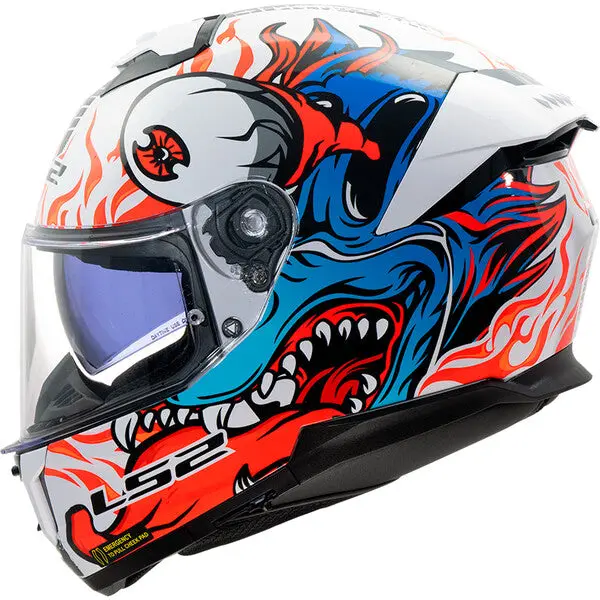 LS2 FF808 STREAM II INFERNO CASCO DE MOTO BLANCO AZUL