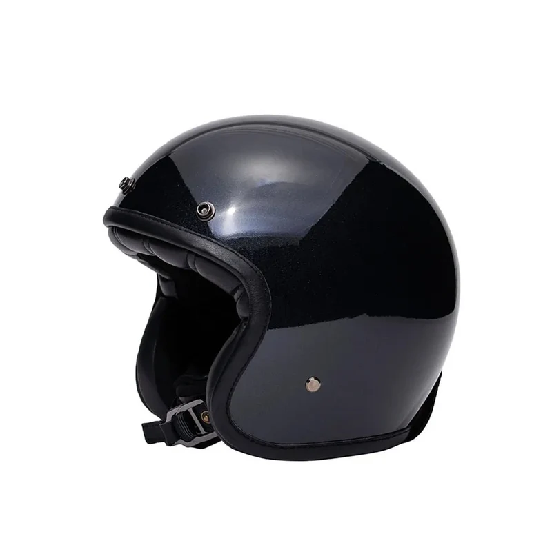 Casque Jet Néo-Rétro Noir brillant paillette | Marko THE CLASSIC