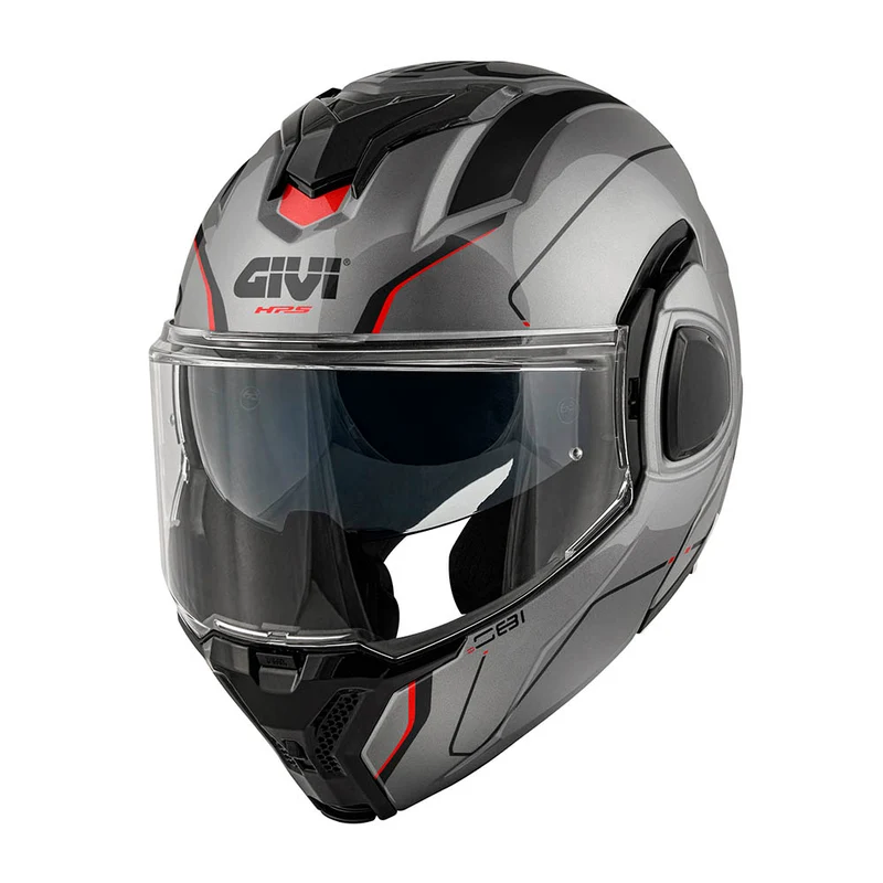 GIVI CASCO FLIPBACK FIBER X36PLUSE TITANIO BRILLONEGROROJO T54