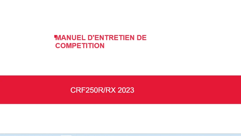 Manuel d'atelier compétition Honda CRF 250 R 2023