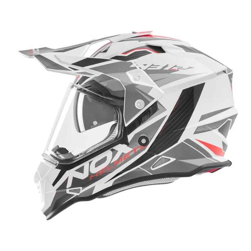Casque Moto Adventure N312 Track Blanc Rouge | NOX