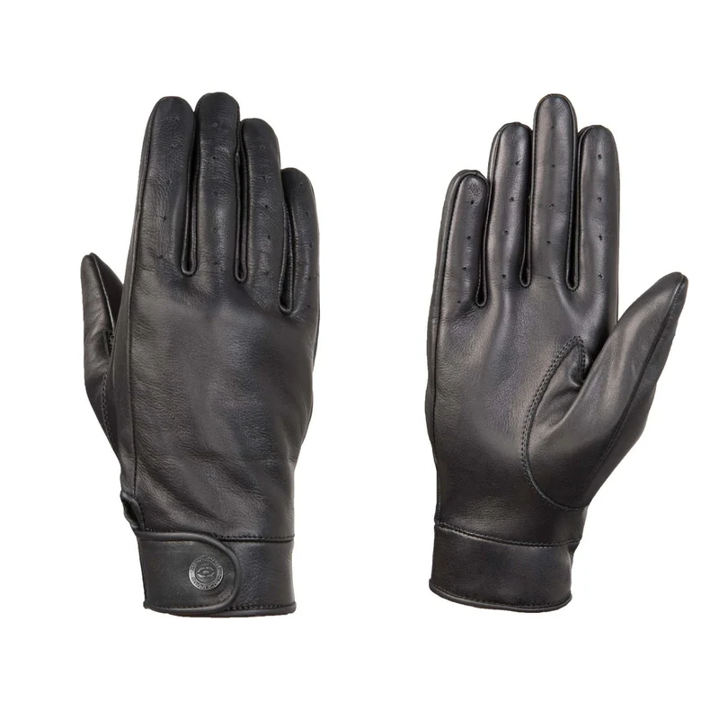 Gants Moto Femme Cuir Noir Perforé — Coupe Fine, Tactiles