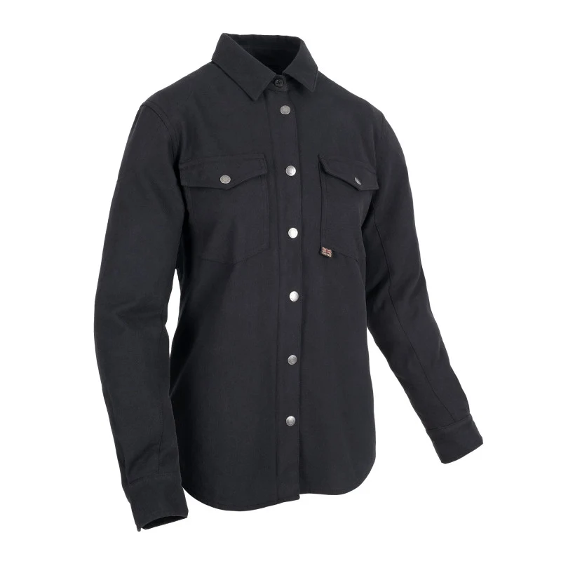 Veste Surchemise Moto Femme Noire — Aramide & Protections CE | VALA™