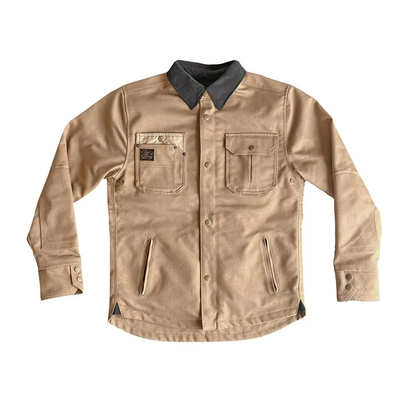 Sur-chemise moto beige RUNAWAY RIDING SHIRT CE AA | Age of Glory