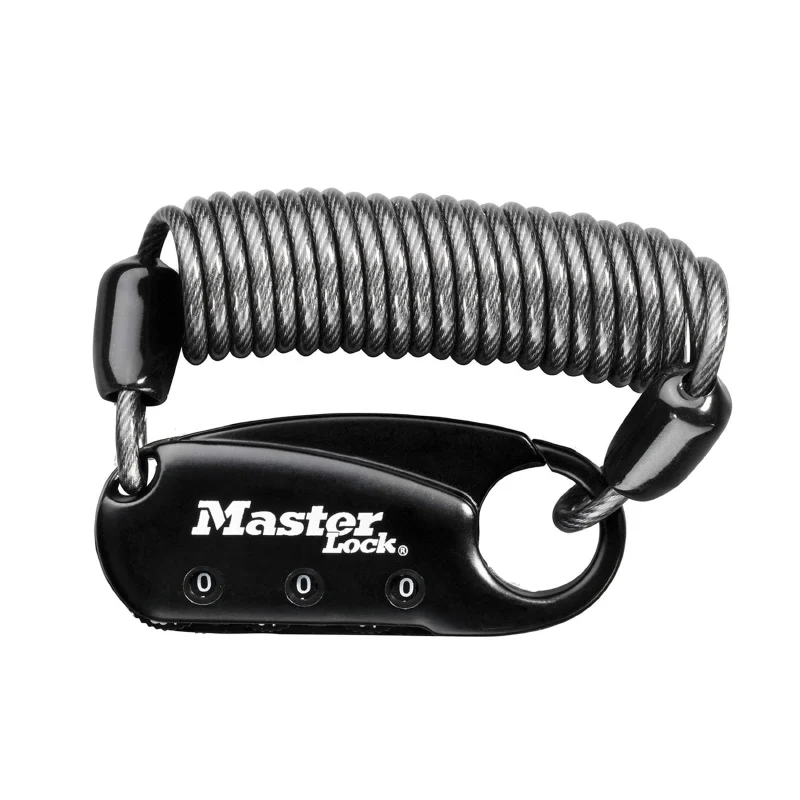 Antivol Cable A Combinaison / Code Masterlock L 90Cm Noir - Pour Casque/Sac
