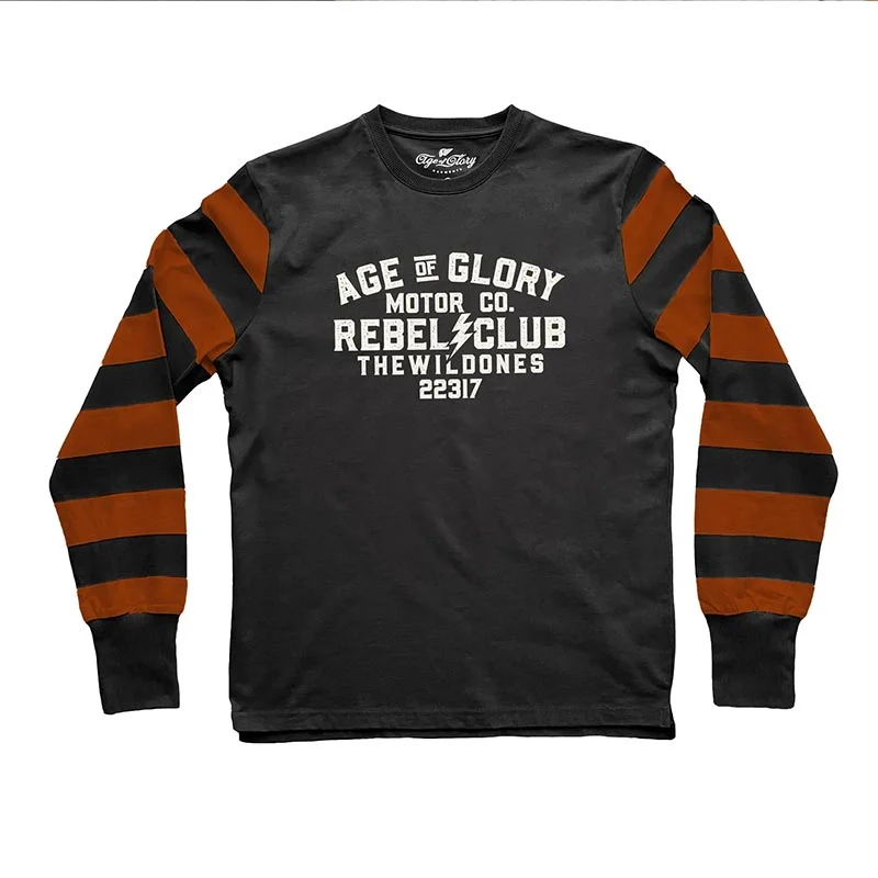 Tee shirt manches longues THE WILD ONES Washed Black / Rouille | Age of Glory