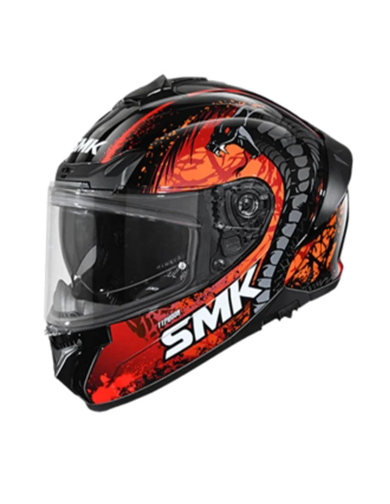 SMK TYPHOON REPTILE DECORADO CASCO DE MOTO BRILLO (GL273)