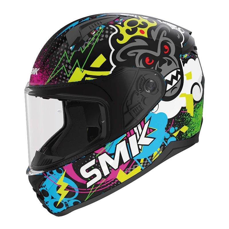 SMK BIONIC KID CHIMPZ CASCOS DE MOTO MATE NEGRO GRIS AMARILLO (MA264)