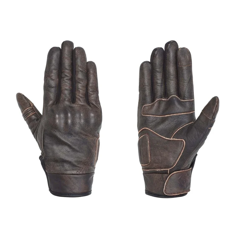 Gants Moto Femme Cuir Marron — Coque Phalanges Intégrée