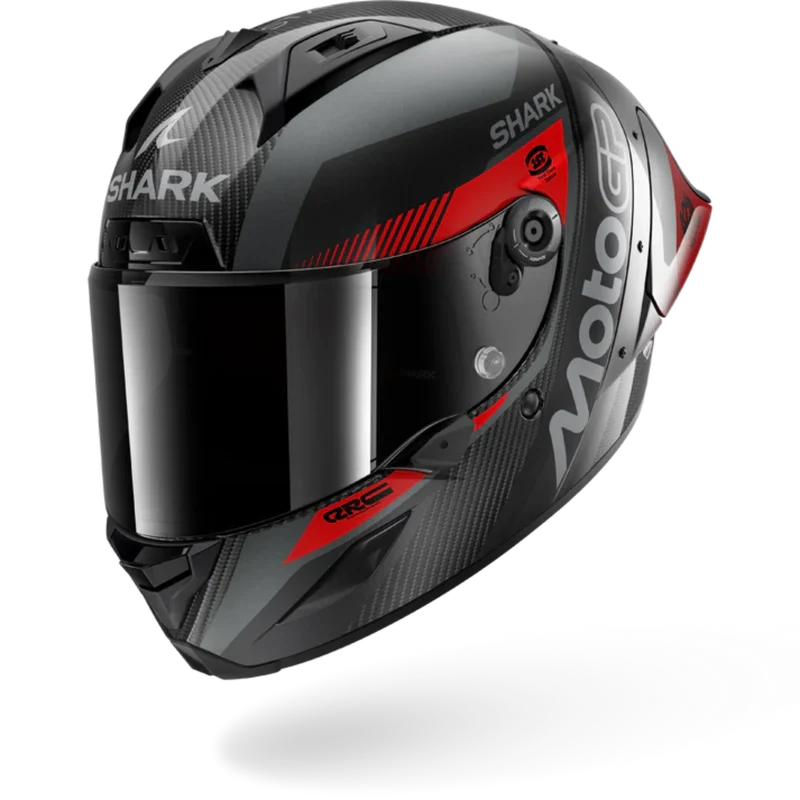 SHARK AERON-GP FIM RACING #2 MOTOGP CASCO INTEGRAL DE MOTO ROJO ANTRACITE CARBONO