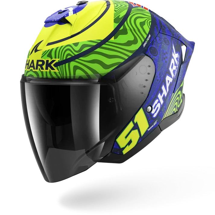 SHARK SKWAL JET CUP REPLICA GRANADO MAT CASCO DE MOTO AZUL VERDE AMARILO