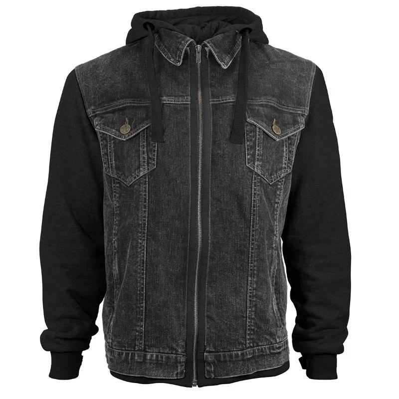 Veste Moto jeans a capuche Homme | West Side II - Noir
