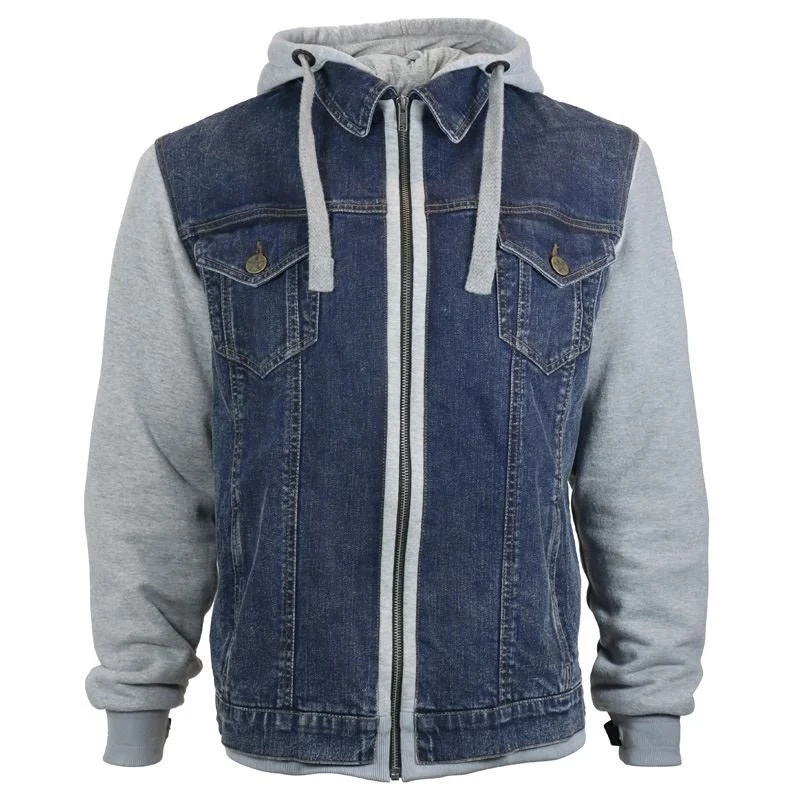 Veste Moto Coton Chiné a capuche | West Side II Bleu/gris