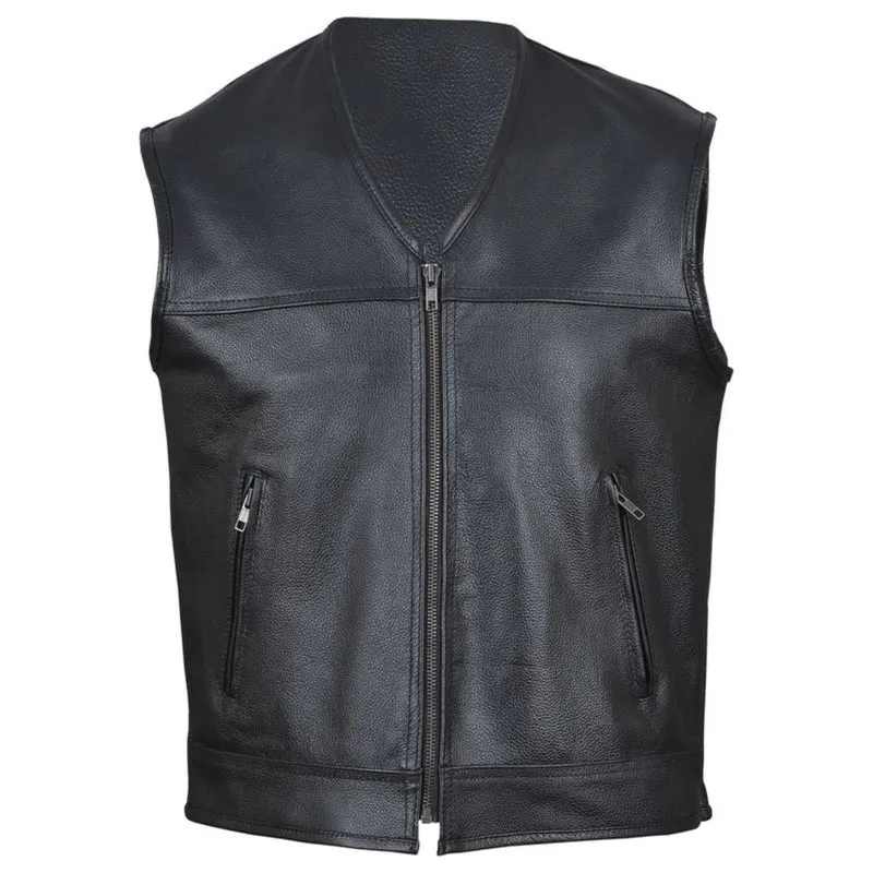 Gilet Cuir Biker Sans Manche — Extensible Sur les Côtés | URBANFLEX™