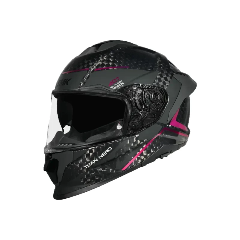 SMK TITAN CARBON CASCO DE MOTO GLOSS NEGRO GRIS ROSA