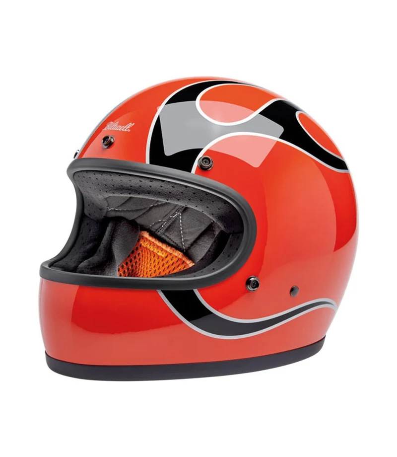 Casco Biltwell Gringo Comp Orange Flames