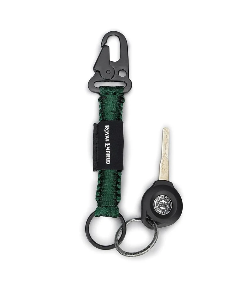 Portachiavi Royal Enfield "Ride More" intrecciato in nylon – Verde