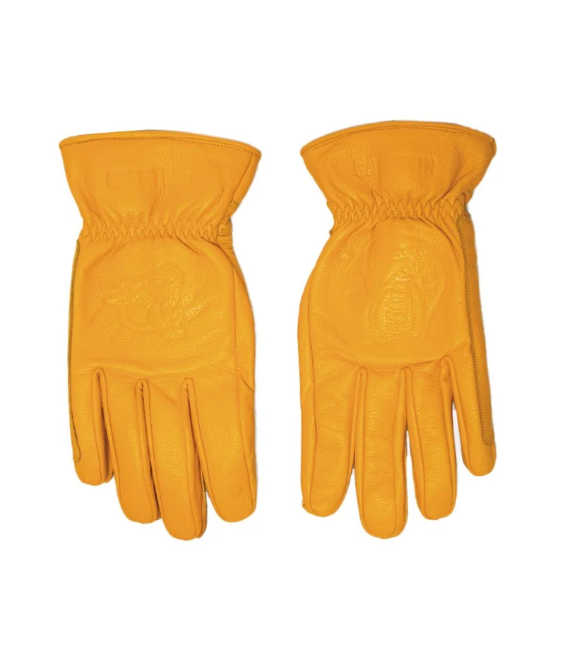 Guanto Moto Vintage Worker CT Giallo in Pelle